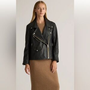 Quince 100% Leather Oversized Moto Jacket sz L